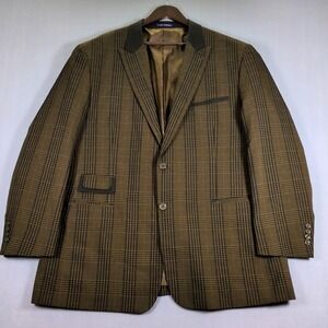 Tony Blake Brown Plaid Blazer‎ SZ 50R Single Breasted 2 Button Suit Coat